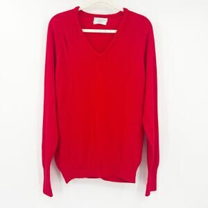 Christian Dior‎ Mens Vintage 80s Preppy Knit V-Neck 100% Orlon Acrylic Sweater L
